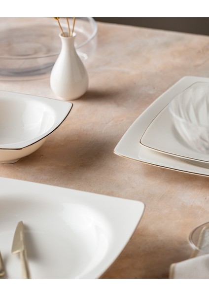 Nova 6 Kişilik 24 Parça Yemek Takımı - Beyaz/gold fiyatları