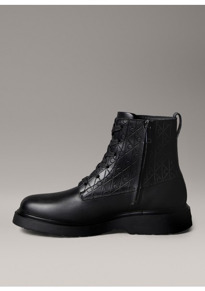 Siyah Erkek Bot Combat Ess Lace Up Zıp Boot Aop fiyatları