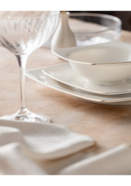 Nova 6 Kişilik 24 Parça Yemek Takımı - Beyaz/gold modelleri