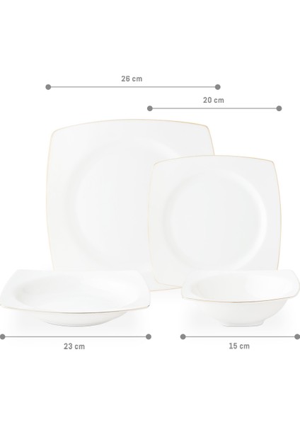 Nova 6 Kişilik 24 Parça Yemek Takımı - Beyaz/gold