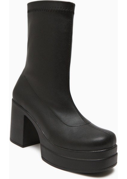Bie Siyah Platform Topuklu Kadın Streç Bot