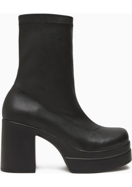 Bie Siyah Platform Topuklu Kadın Streç Bot fiyatları