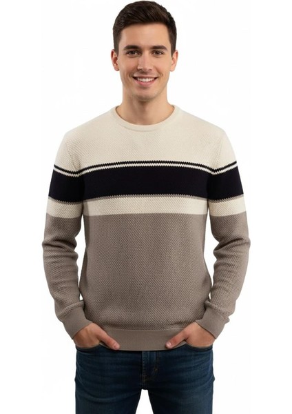 Erkek Sıfır Yaka Kazak Petek Örgü Klasik Kalıp 5244C BGL-ST04861