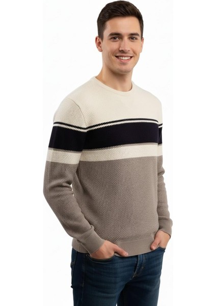 Erkek Sıfır Yaka Kazak Petek Örgü Klasik Kalıp 5244C BGL-ST04861 fiyatları