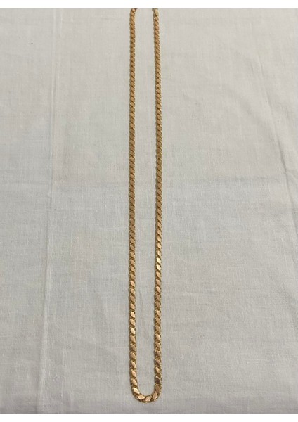 14 Ayar Altın 4 mm Rose Pullu Zincir 65 cm