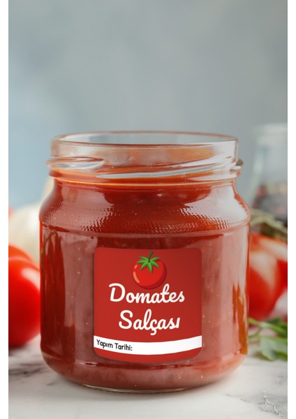 Domates Biber Salça Kavanoz Etiket Sos Etiketleri, Menemenlik Kahvaltılık Sos Etiket 4x4 88 Adet