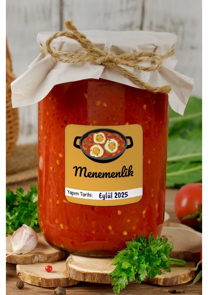 Domates Biber Salça Kavanoz Etiket Sos Etiketleri, Menemenlik Kahvaltılık Sos Etiket 4x4 88 Adet fırsatları