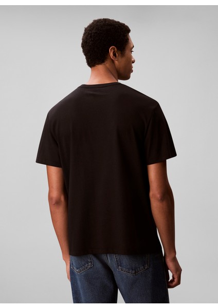 Bisiklet Yaka Siyah Erkek T-Shirt LV04RD822GUB1_SS 20S Eu Calvın Curs indirimleri