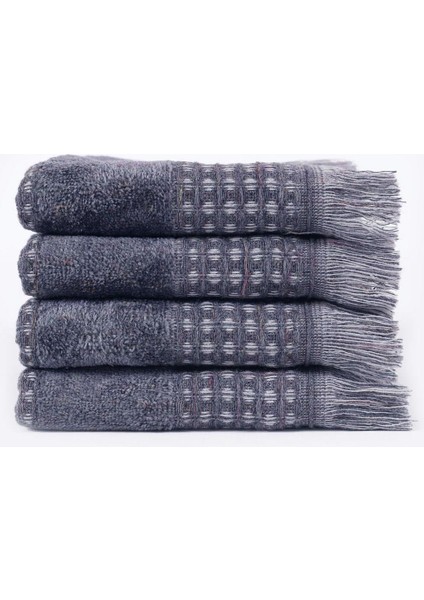 Zeus 4'lü El Havlusu Seti Organik Pamuk Inject Antrasit 30X50 cm