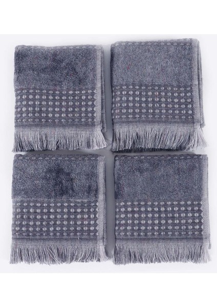 Zeus 4'lü El Havlusu Seti Organik Pamuk Inject Antrasit 30X50 cm fırsatları