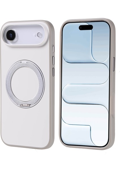 iPhone 17 Air Kılıf M-Safe Şarj Özellikli Standlı Maks Proton Silikon Kapak - Gri