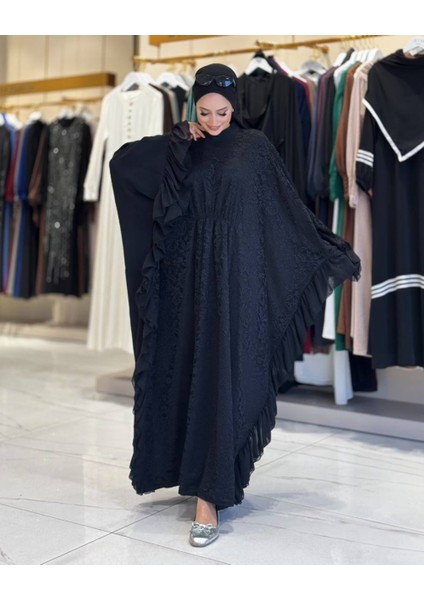 Şifon Fırfır Detaylı Dantel Elbise fiyatları