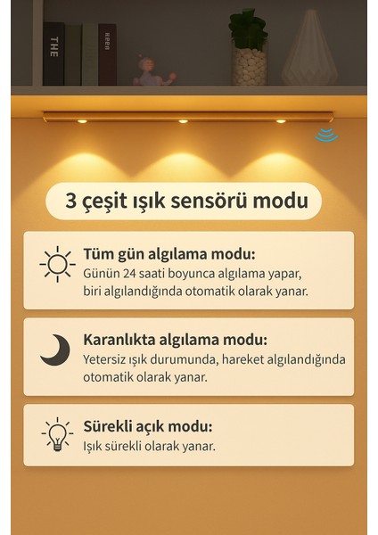 Mutfak Tezgah Altı, Dolap Içi, Merdiven Dekoratif Şarjlı LED Aydınlatma Armatür 40 cm Sensörlü fiyatları