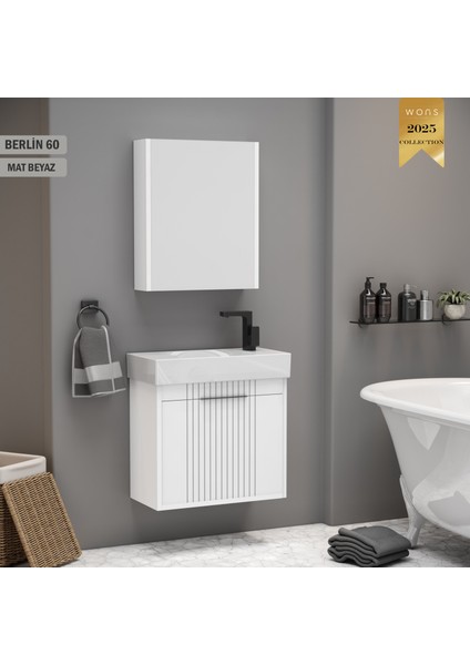 Berlin 60 cm Beyaz Banyo Dolabı