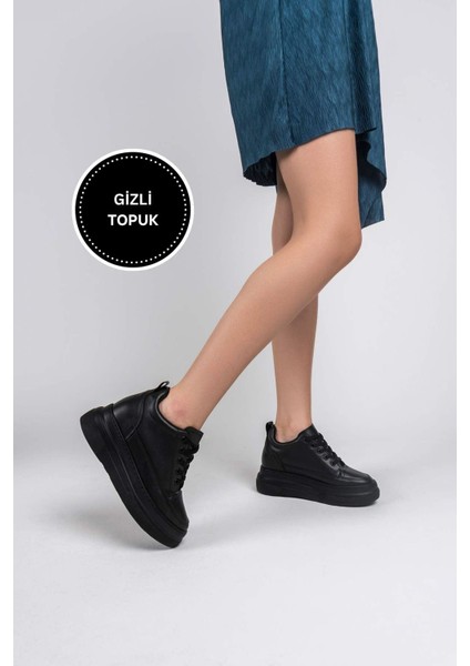 Modaserdem Lauren Kadın Gizli Topuk Mat Siyah Spor Ayakkabı fiyatları