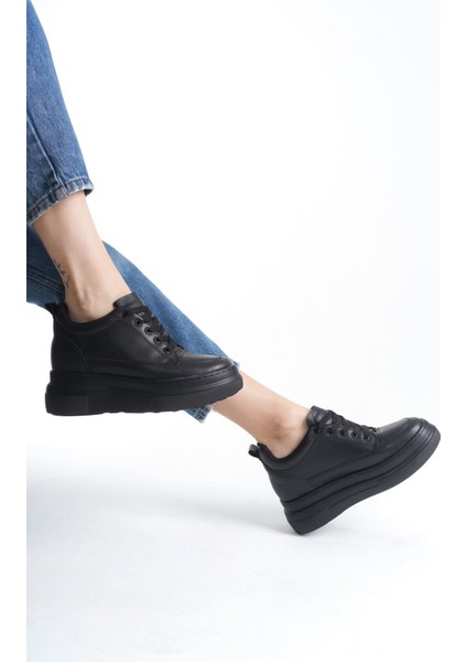 Modaserdem Lauren Kadın Gizli Topuk Mat Siyah Spor Ayakkabı indirimleri