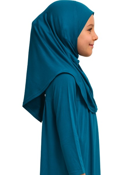Penye Kendinden Başörtülü Çocuk Namaz Elbisesi Petrol Mavisi/ 6-7-8 Yaş fiyatları
