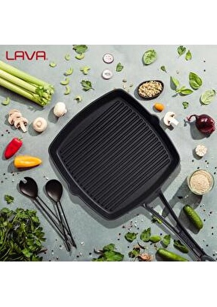 Kare Döküm Izgara Tava - Siyah - 26x26 cm