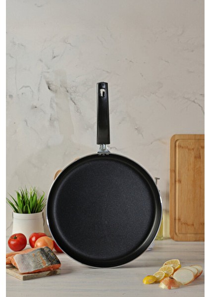 Balık Tavası 32 cm Teflon Kaplama Sağlıklı Pişirme İçin Gri Siyah Renk fırsatları