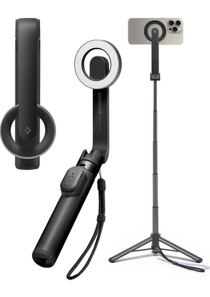 Kablosuz Bluetooth Selfie Çubuğu MagSafe ile Uyumlu Uzaktan Kumandalı Tripod / 60 cm Kadar Uzatılabilir Kolay Taşınabilir MagFit S571W Black - AMP07656
