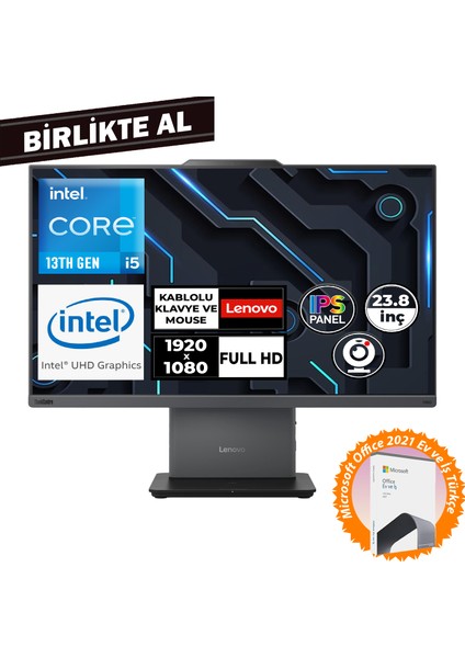 Thinkcentre Neo 50A G5 I5-13420H 32GB 512GB SSD 23.8" Fdos Aıo + Ms Office 12SC000MTR 045