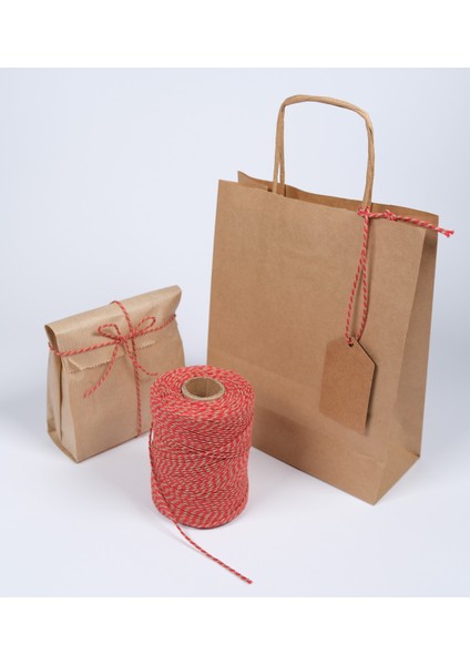 Hediye Paketleme, Ambalaj Ipi, Marteniçka, Dıy Ipi, 200 Metre (Twine Baker), Kırmızı-Kraft fiyatları