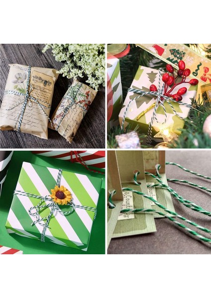 Hediye Paketleme, Ambalaj Ipi, Marteniçka, Dıy Ipi, 200 Metre (Twine Baker), Yeşil-Beyaz indirimleri