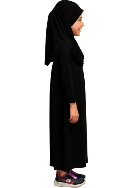 Penye Kendinden Başörtülü Çocuk Namaz Elbisesi Siyah/ 6-7-8 Yaş fiyatları