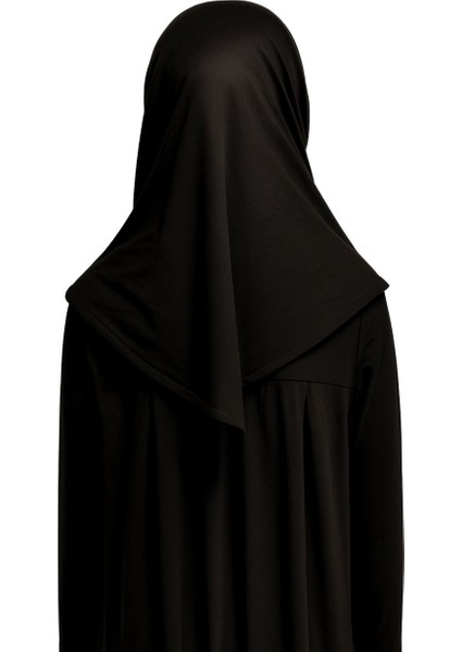 Penye Kendinden Başörtülü Çocuk Namaz Elbisesi Siyah/ 6-7-8 Yaş indirimleri