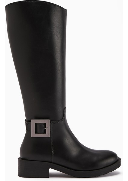 Becky Siyah Tokalı Yüksek Tabanlı Kadın Çizme