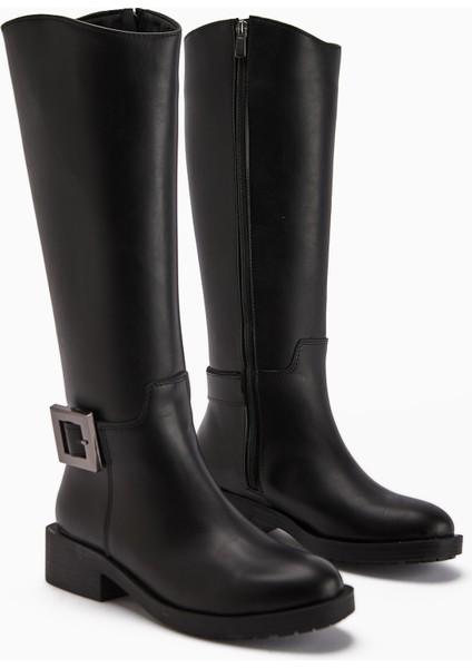 Becky Siyah Tokalı Yüksek Tabanlı Kadın Çizme modelleri