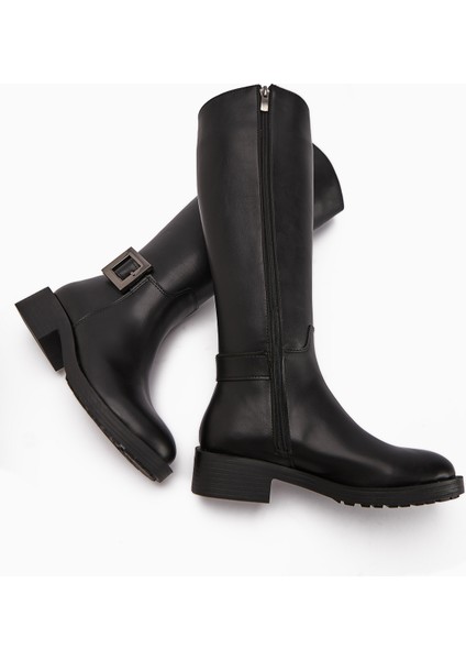 Becky Siyah Tokalı Yüksek Tabanlı Kadın Çizme fırsatları