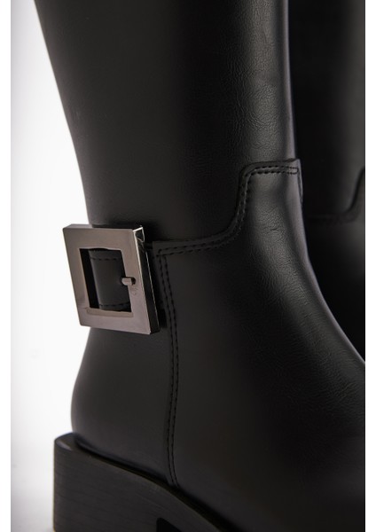 Becky Siyah Tokalı Yüksek Tabanlı Kadın Çizme indirimleri