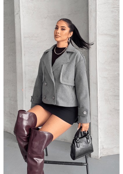 Kaşe Kumaş Bomber Mont - Gri fiyatları