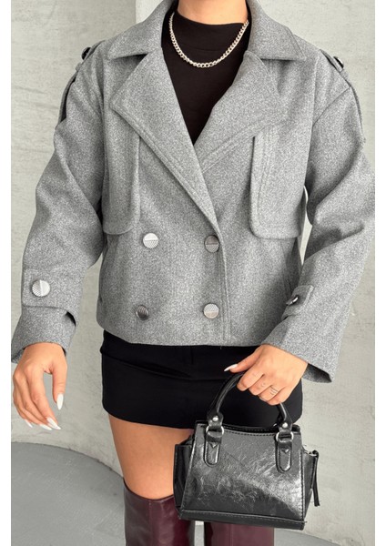 Kaşe Kumaş Bomber Mont - Gri modelleri