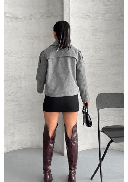 Kaşe Kumaş Bomber Mont - Gri indirimleri