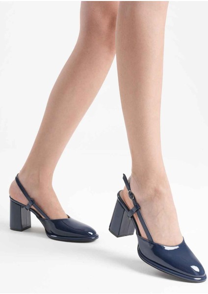 Denma Lacivert Rugan Kadın Topuklu Ayakkabı indirimleri