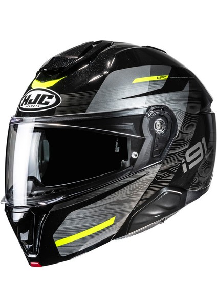I91 Dusk MC3H Çene Açılır Motosiklet Kaskı Gri Neon Sarı