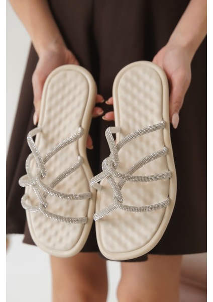 Loren Bej Kadın Taşlı Terlik modelleri