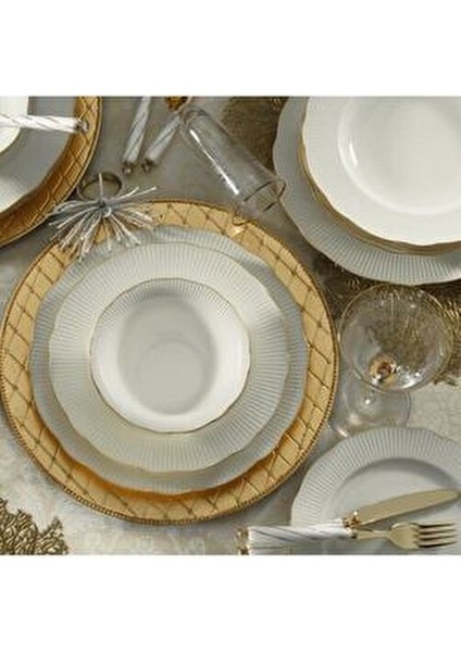 Bone İlay 24 Parça Beyaz Porselen Yemek Takımı 6 Kişilik Düz Tema modelleri