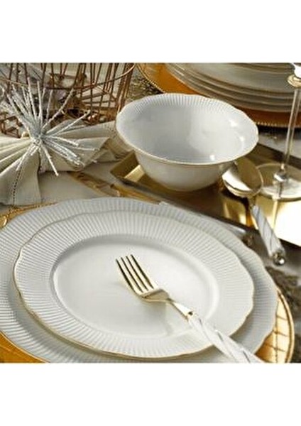 Bone İlay 24 Parça Beyaz Porselen Yemek Takımı 6 Kişilik Düz Tema fırsatları