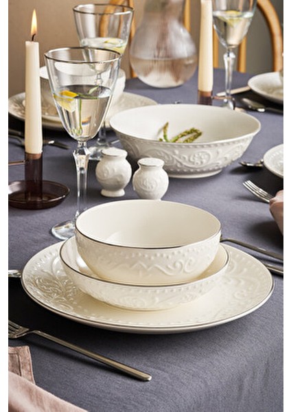 Mahra 29 Parça Yemek Takımı 6 Kişilik Beyaz Porselen Şık Tasarım modelleri