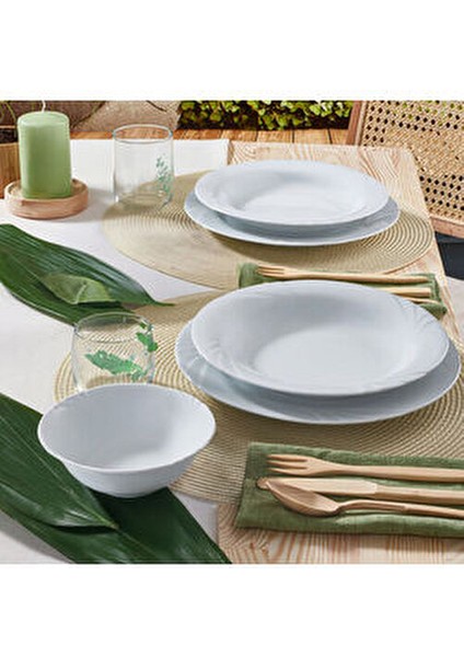 18 Parça Soprano Yemek Seti 6 Kişilik Beyaz Porselen Modern Tasarım fırsatları