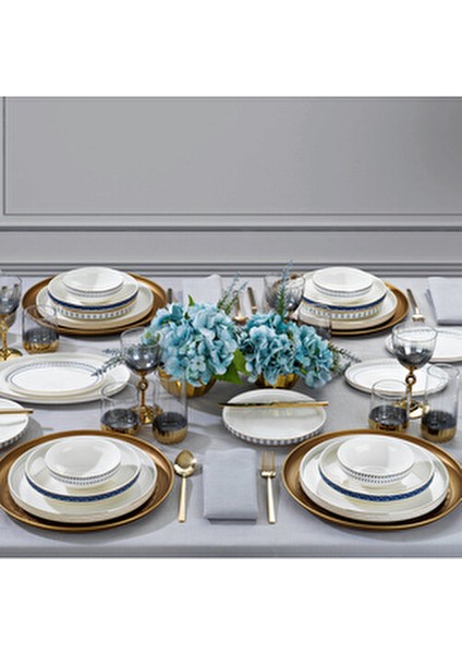 Adel Self Yemek Takımı 56 Parça 12 Kişilik Altın Renk Porselen Set