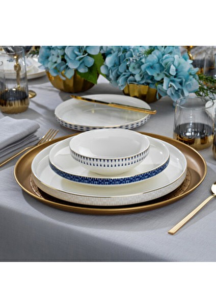 Adel Self Yemek Takımı 56 Parça 12 Kişilik Altın Renk Porselen Set