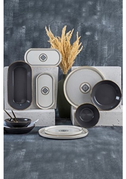 Alexxi Yemek Takımı 27 Parça 6 Kişilik Siyah Seramik ile Şık Sunum