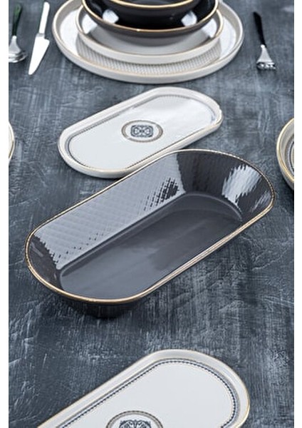 Alexxi Yemek Takımı 27 Parça 6 Kişilik Siyah Seramik ile Şık Sunum