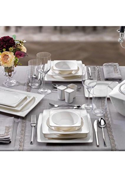 Glamor Pure 60 Parça 12 Kişilik Yaldızlı Porselen Yemek Takımı Gri Renk modelleri