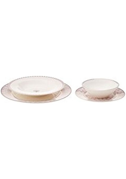 Decor 24 Parça 6 Kişilik Desenli Porselen Yemek Takımı Çok Renkli