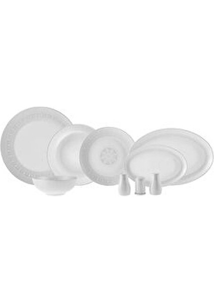 Arte 56 Parça 12 Kişilik New Bone Yemek Takımı Beyaz Düz Tasarım